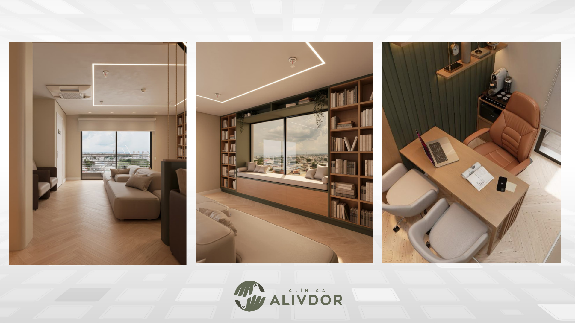 Ambiente interno sofisticado da Clínica Alivdor
